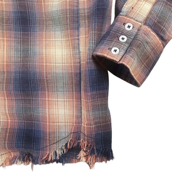 Free People Shirt Womens XS Multicolor Plaid Oversized Casual Studded Button Up - Picture 9 of 15